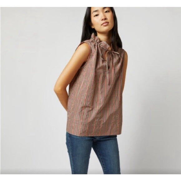 Ann Mashburn Size Large Split Neck Pink Sleeveless 100% Linen Blouse - Picture 4 of 11